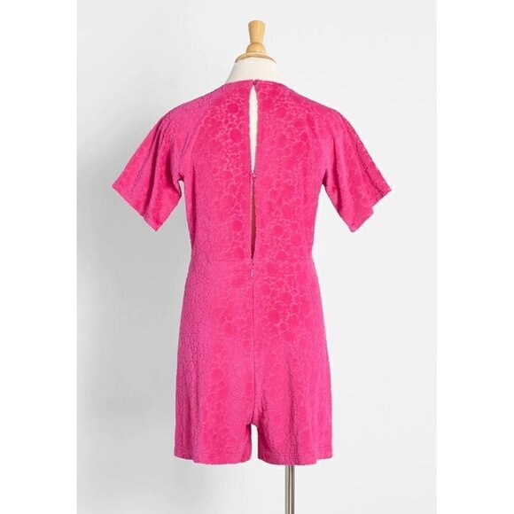 ModCloth Beach Chaser Velour Romper Sweet Berry size L - Picture 2 of 4